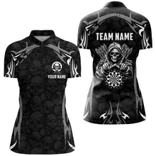 Load image into Gallery viewer, Black Grey Grim Reaper Skull Pattern Custom Darts Shirts For Women,  Darts Team Jerseys TDM2594