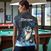 Load image into Gallery viewer, Blue Funny Shark 8 Ball Pool Billiard Shirt For Women Custom Billiard Team Jersey Polo &amp; 1/4 Zip TDM4871
