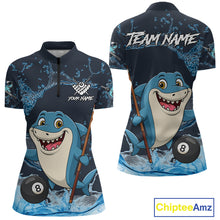 Load image into Gallery viewer, Blue Funny Shark 8 Ball Pool Billiard Shirt For Women Custom Billiard Team Jersey Polo &amp; 1/4 Zip TDM4871