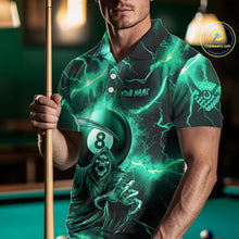 Load image into Gallery viewer, Turquoise Grim Reaper 8 Ball Men&#39;s Billiard Shirt Custom Thunder Lightning Pool Team Jersey TDM4872