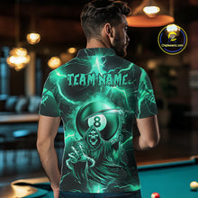 Load image into Gallery viewer, Turquoise Grim Reaper 8 Ball Men&#39;s Billiard Shirt Custom Thunder Lightning Pool Team Jersey TDM4872
