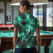 Load image into Gallery viewer, Turquoise Grim Reaper 8 Ball Women&#39;s Billiard Shirt Custom Thunder Lightning Pool Team Jersey TDM4872
