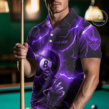 Load image into Gallery viewer, Purple Grim Reaper 8 Ball Men&#39;s Billiard Shirt Custom Thunder Lightning Halloween Pool Team Jersey TDM4874