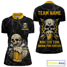 Load image into Gallery viewer, Funny Darts And Beer Aim For Fun Drink For Cheer Custom Skull Dart Shirt For Women, Dart Team Jersey TDM4878