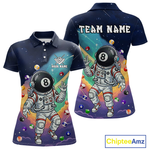 Funny Colorful 8 Ball Billiard Shirt Astronaut In Space For Women Custom Billiard Team Jersey TDM5312