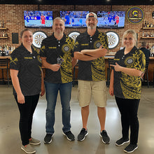 Load image into Gallery viewer, Personalized Yellow Tribal Darts Polo &amp; Quarter Zip Custom Dart Shirts For Men Dart Jerseys TDM5568