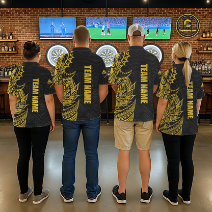 Personalized Yellow Tribal Darts Polo & Quarter Zip Custom Dart Shirts For Women Dart Jerseys TDM5568
