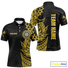 Load image into Gallery viewer, Personalized Yellow Tribal Darts Polo &amp; Quarter Zip Custom Dart Shirts For Men Dart Jerseys TDM5568