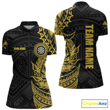 Load image into Gallery viewer, Personalized Yellow Tribal Darts Polo &amp; Quarter Zip Custom Dart Shirts For Women Dart Jerseys TDM5568
