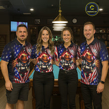 Load image into Gallery viewer, Glowing American Flag Funny 8 Ball Billiard Shirt For Men Custom Patriotic Pool Team Jersey TDM5570