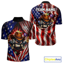 Load image into Gallery viewer, Glowing American Flag Funny 8 Ball Billiard Shirt For Men Custom Patriotic Pool Team Jersey TDM5570