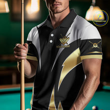 Load image into Gallery viewer, Personalized Crown 8 Ball Billiard Shirt For Men Custom Billiard Tournament Pool Team Jersey |Gold TDM5571