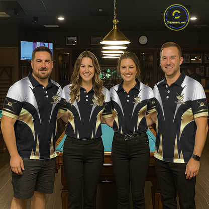 Personalized Crown 8 Ball Billiard Shirt For Men Custom Billiard Tournament Pool Team Jersey |Gold TDM5571