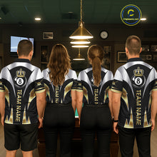 Load image into Gallery viewer, Personalized Crown 8 Ball Billiard Shirt For Men Custom Billiard Tournament Pool Team Jersey |Gold TDM5571