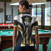 Load image into Gallery viewer, Personalized Crown 8 Ball Billiard Shirt For Women Custom Billiard Tournament Pool Team Jersey |Gold TDM5571