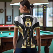 Load image into Gallery viewer, Personalized Crown 9 Ball Billiard Shirt For Women Custom Billiard Tournament Pool Team Jersey |Gold TDM5572