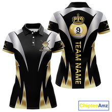 Load image into Gallery viewer, Personalized Crown 9 Ball Billiard Shirt For Women Custom Billiard Tournament Pool Team Jersey |Gold TDM5572