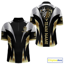Load image into Gallery viewer, Personalized Crown Darts Shirt For Men Custom Darts Tournament Jersey Team Polo &amp; 1/4 Zip |Gold TDM5573