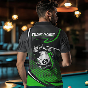 Funny 8 Ball Pool Green Billiard Jersey For Men Custom Polo & Quarter Zip Billiard Team Shirts TDM3487