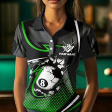 Load image into Gallery viewer, Funny 8 Ball Pool Green Billiard Jersey For Women Custom Polo &amp; Quarter Zip Billiard Team Shirts TDM3487