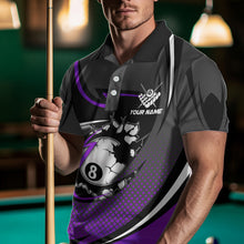 Load image into Gallery viewer, Funny 8 Ball Pool Purple Billiard Jersey For Men Custom Polo &amp; Quarter Zip Billiard Team Shirts TDM3488