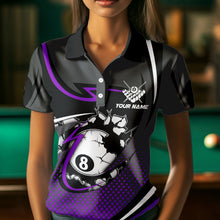 Load image into Gallery viewer, Funny 8 Ball Pool Purple Billiard Jersey For Women Custom Polo &amp; Quarter Zip Billiard Team Shirts TDM3488