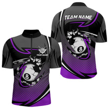 Load image into Gallery viewer, Funny 8 Ball Pool Purple Billiard Jersey For Men Custom Polo &amp; Quarter Zip Billiard Team Shirts TDM3488