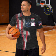 Load image into Gallery viewer, Personalized American Flag Smoke Basketball T Shirt Custom Patriotic Basketball Team Jersey TDM5801