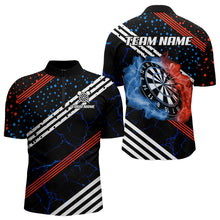 Load image into Gallery viewer, Personalized Blue And Red Darts Line And Dotted Design Dart Shirts For Men Lightning Dart Jerseys TDM3649