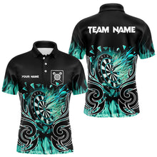 Load image into Gallery viewer, Custom Turquoise Tribal Flame Dart Shirt For Men, Dart Jersey Pocket Option TDM3795