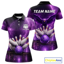 Load image into Gallery viewer, Custom Eagle Thunder Lightning Purple Bowling Shirt For Women, Bowling Team Jersey Polo &amp; 1/4 Zip TDM6188