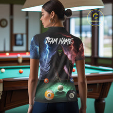 Load image into Gallery viewer, Funny Grim Reaper Lightning Billiard Shirt For Women Custom Pool Balls Team Jersey Polo &amp; 1/4 Zip TDM6410