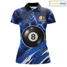 Load image into Gallery viewer, Blue Lightning Billiard Jersey For Women Custom 8 Ball 9 Ball Pool Billiard Shirt Team Polo, 1/4 Zip TDM6413