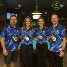 Load image into Gallery viewer, Blue Lightning Billiard Jersey For Women Custom 8 Ball 9 Ball Pool Billiard Shirt Team Polo, 1/4 Zip TDM6413