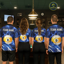 Load image into Gallery viewer, Blue Lightning Billiard Jersey For Women Custom 8 Ball 9 Ball Pool Billiard Shirt Team Polo, 1/4 Zip TDM6413