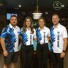 Load image into Gallery viewer, Custom Blue And White 8 Ball Pool Billiard Jersey For Women, Billiard Team Shirts Polo &amp; 1/4 Zip TDM6609