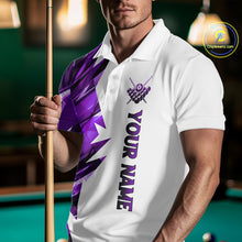 Load image into Gallery viewer, Custom Purple And White 8 Ball Pool Billiard Jersey For Men, Billiard Team Shirts Polo &amp; 1/4 Zip TDM6610