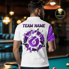 Load image into Gallery viewer, Custom Purple And White 8 Ball Pool Billiard Jersey For Men, Billiard Team Shirts Polo &amp; 1/4 Zip TDM6610