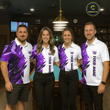 Load image into Gallery viewer, Custom Purple And White 8 Ball Pool Billiard Jersey For Men, Billiard Team Shirts Polo &amp; 1/4 Zip TDM6610