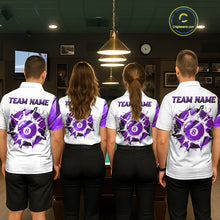 Load image into Gallery viewer, Custom Purple And White 8 Ball Pool Billiard Jersey For Men, Billiard Team Shirts Polo &amp; 1/4 Zip TDM6610