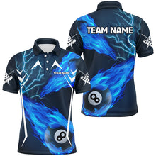 Load image into Gallery viewer, Blue 8 Ball Pool Fire Flame Custom Lightning Men Billiard Shirts Best Team League Billiard Jerseys TDM1907