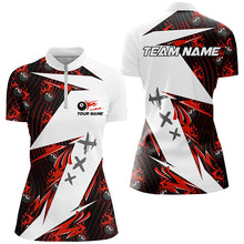 Load image into Gallery viewer, Red Billiard 8 Ball Flame Pattern Custom Pool Shirts For Women, Billiard Tournament Jerseys For Team TDM2350