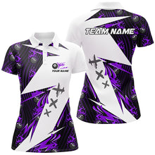 Load image into Gallery viewer, Purple Billiard 8 Ball Flame Pattern Custom Pool Shirts For Women, Billiard Tournament Team Jerseys TDM2352