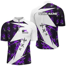 Load image into Gallery viewer, Purple Billiard 8 Ball Flame Pattern Custom Pool Shirts For Men, Billiard Tournament Team Jerseys TDM2352