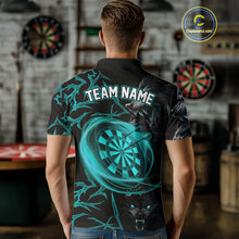 Load image into Gallery viewer, Personalized Wolf Dart Shirts For Men Custom Lights Dartboard Darts Team Jerseys |Turquoise TDM4670