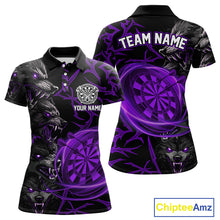 Load image into Gallery viewer, Personalized Wolf Dart Shirts For Women Custom Lights Dartboard Darts Team Jerseys |Purple TDM4671
