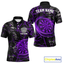 Load image into Gallery viewer, Personalized Wolf Dart Shirts For Men Custom Lights Dartboard Darts Team Jerseys |Purple TDM4671