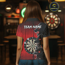 Load image into Gallery viewer, Personalized Red Grunge Wolf Darts Shirt For Women Custom Funny Darts Jersey Team Polo &amp; 1/4 Zip TDM4672
