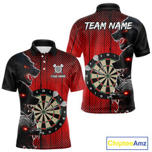 Load image into Gallery viewer, Personalized Red Grunge Wolf Darts Shirt For Men Custom Funny Darts Jersey Team Polo &amp; 1/4 Zip TDM4672