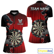 Load image into Gallery viewer, Personalized Red Grunge Wolf Darts Shirt For Women Custom Funny Darts Jersey Team Polo &amp; 1/4 Zip TDM4672